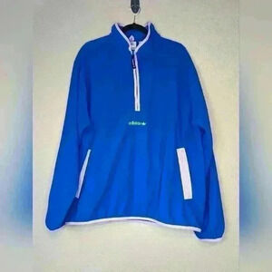 Adidas 1/2 zip pull over Cobalt blue with lilac trim retro colors size XL